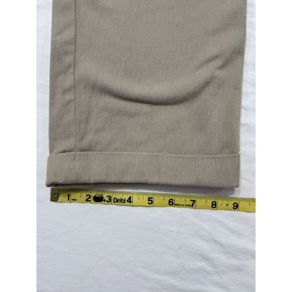Brooks Brothers Elliot Pants Mens 36x30 Khaki Pleated Chino Cuffed Cotton Preppy - Picture 3 of 6